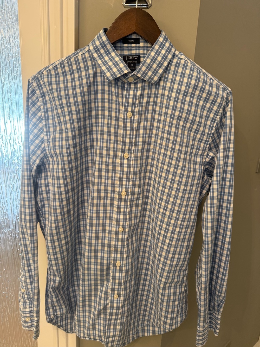 J.Crew Performance Slim Fit Blue Plaid Button Down Shirt Men’s Medium